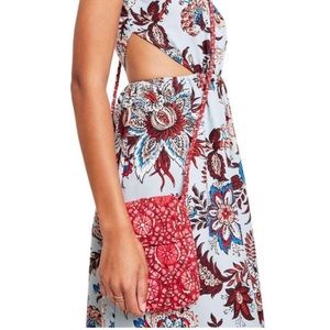 RHODE x Target Size XXS Leafy Floral Print Cutout Maxi Dress Blue/Burgundy